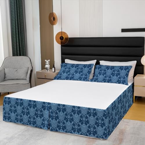Feelyou Damask King Size Bed Skirt with 15 Inch Drop 1