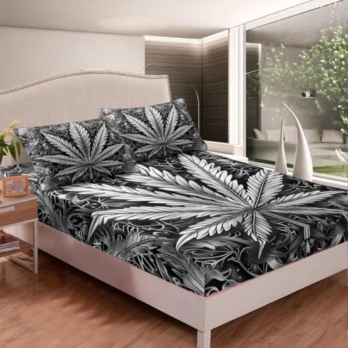 Feelyou Kids Psychedelic Leaf Sheet Set 4Pcs King Size