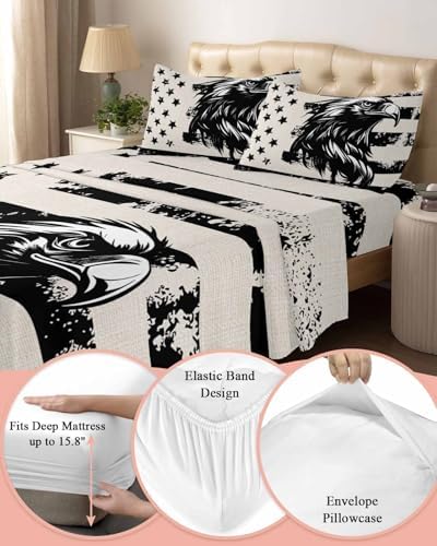 Boanket 4th of July Full Sheet Set - Black Eagle Pattern