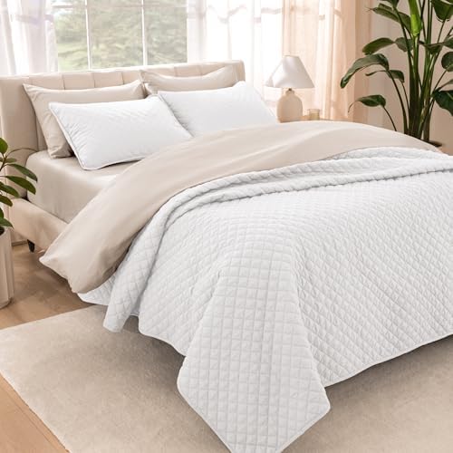 Bare Home Premium 3 Piece Quilt Set - King Size - White