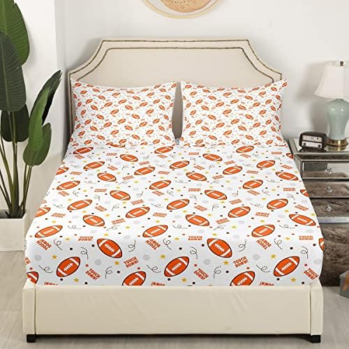 Jejeloiu King Size Football Bed Sheet Set with Deep Pockets