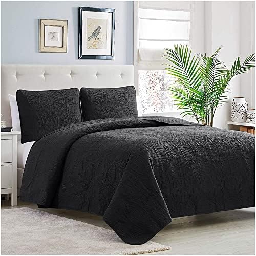 Mellanni Twin Bedspread Coverlet Set - Black