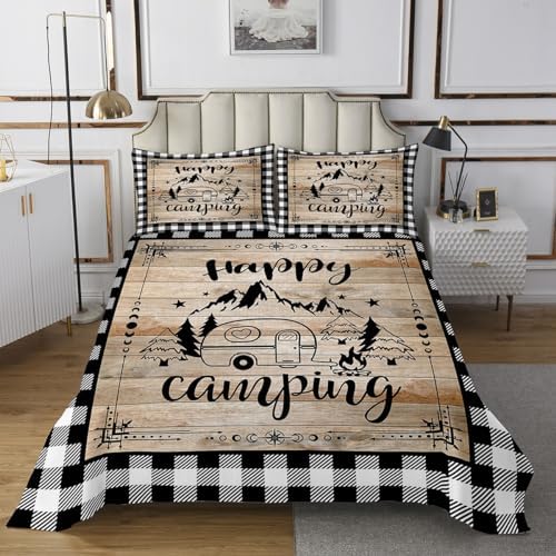 Erosebridal Happy Camping Queen Quilt Set