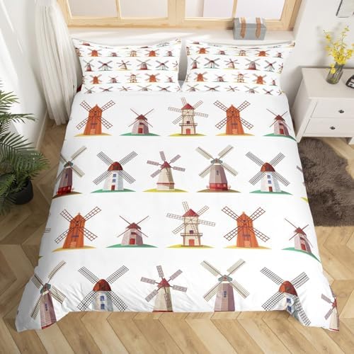 Erosebridal Wooden Windmill Duvet Cover Set