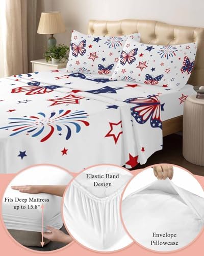 Boanket 4th of July 4 Piece Microfiber Full Sheet Set