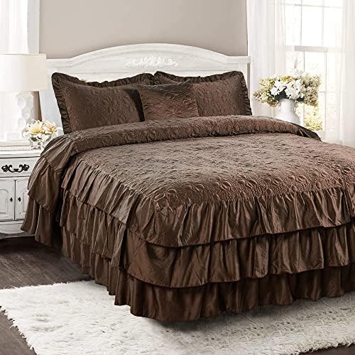 Home Soft Things 4 Piece Matte Satin Bedspread Set Chocolate