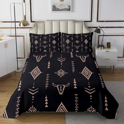 Erosebridal Bull Skull Queen Bedspread Set