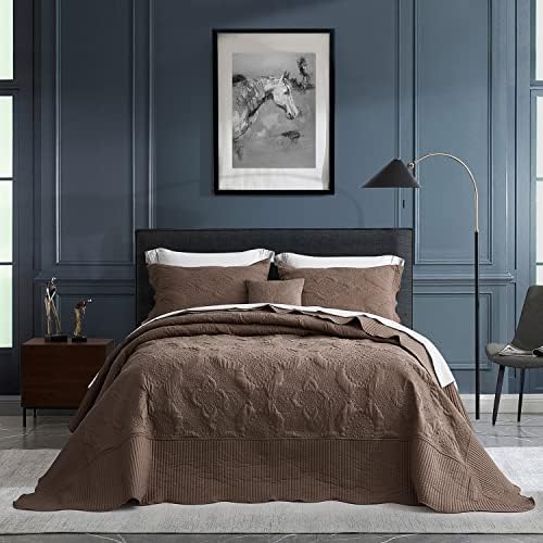 HZ HY Oversized King Bedspread Set Mocha