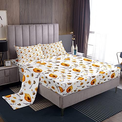 Erosebridal Honey Bees Queen Sheet Set