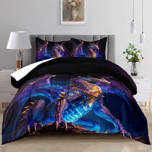 3D Dragon Comforter Set King Size for Boys