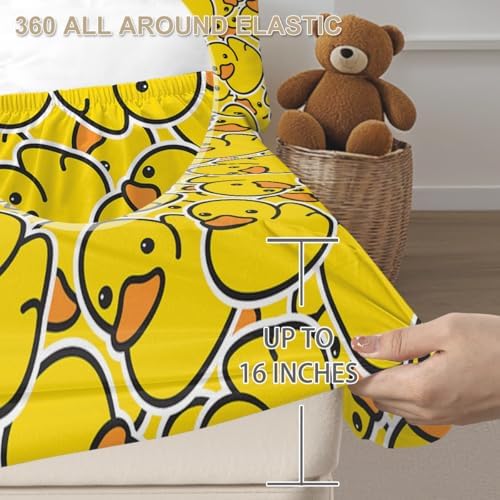 ARIGHTEX Yellow Rubber Duck Fitted Sheet Set Queen 3 Pc