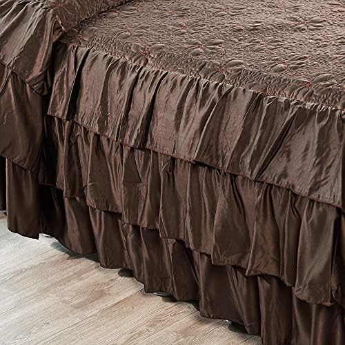 Home Soft Things 4 Piece Matte Satin Bedspread Set Chocolate