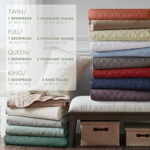 Madison Park Quebec Reversible Quilt Set Damask Design Queen 3 Piece