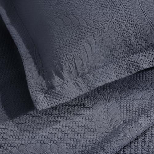 Superior 3 Piece Cotton Bedspread Set Denim Blue
