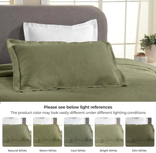 Superior Cotton Bedspread Set 3-Piece Sage King