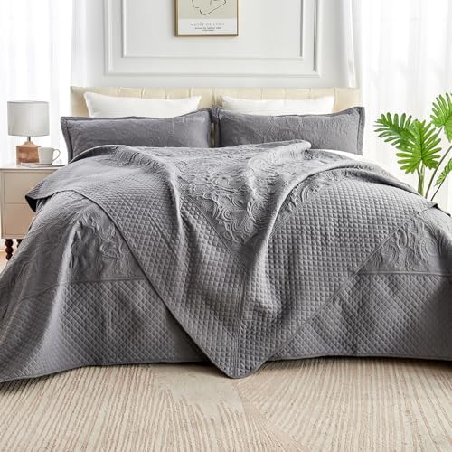 ECHODRM Oversized King Quilt 120x118 Dark Grey