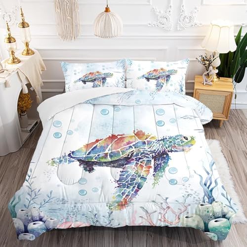 FUYEUN Turtle Comforter Set for Girls Kids Teens Women