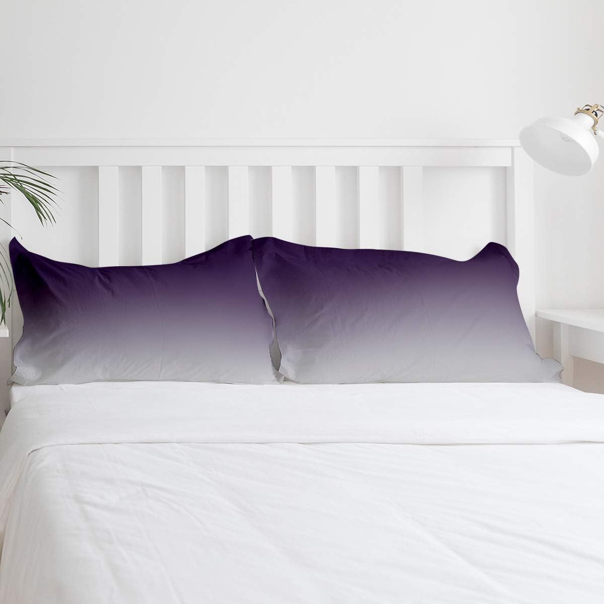 HELLOWINK King Size Duvet Cover 3 Piece Set Ombre Purple