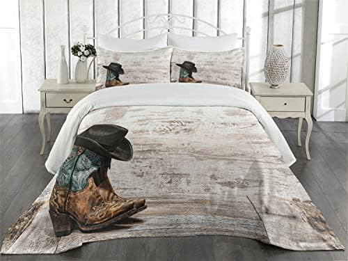 Ambesonne Western Coverlet Set Queen Size Black Brown