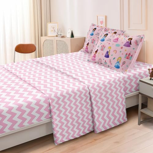 SIRDO Kids Pink Princess Bed in a Bag Set 5 Piece