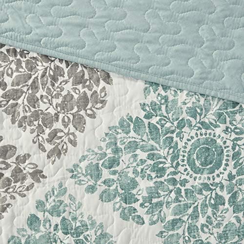 Madison Park Claire Quilt Coverlet Set - 6 Piece Diamond Aqua Pattern KingCal King