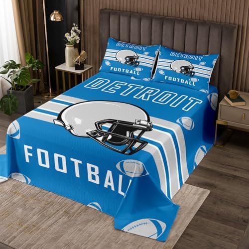 Feelyou Blue American Football Coverlet Set Twin Size