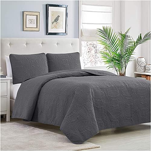 Mellanni King Bedspread Coverlet Set - Gray
