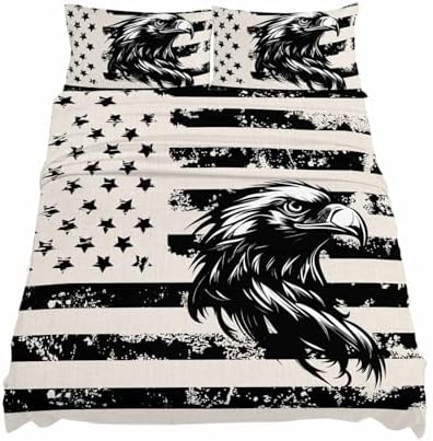 Boanket 4th of July Full Sheet Set - Black Eagle Pattern