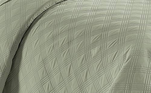 Fancy Linen 3pc Embossed Coverlet Bedspread Set - Light Green