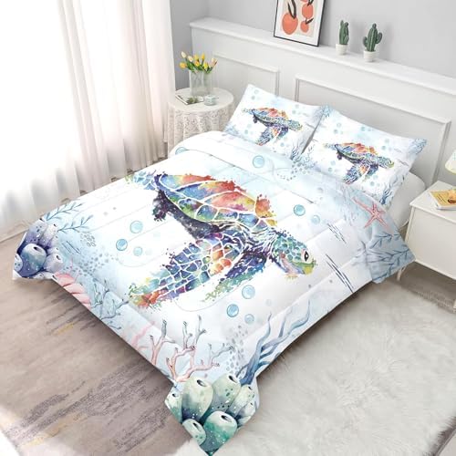 FUYEUN Turtle Comforter Set for Girls Kids Teens Women