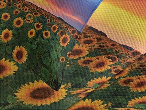 Lunarable Sunflower Bedspread Set Twin Size Orange Yellow 1
