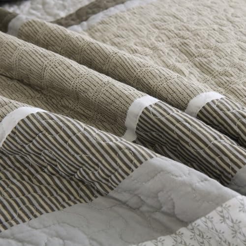 DDUOXIN 3 Piece King Bedspread Set - 120x120 Cotton Quilt with Pillow Shams