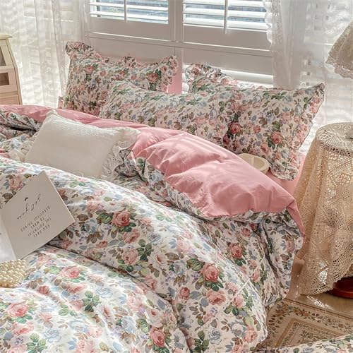 4 Piece Shabby Chic Duvet Cover Set for Girls Kids Teens