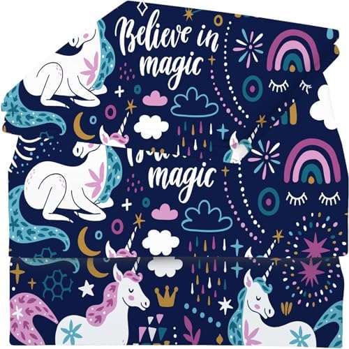 VTKON Navy Blue Unicorn Sheet Set Queen