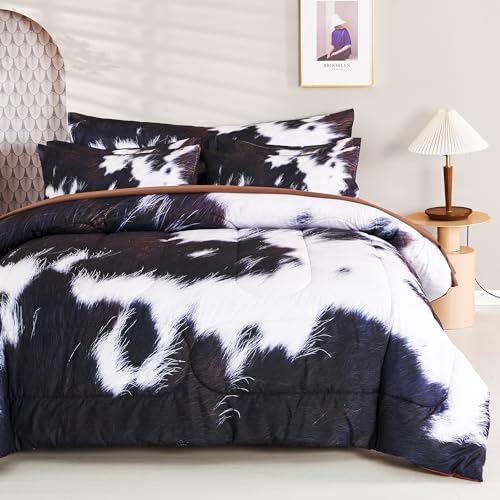 SUCSES 8-Piece Cal King Comforter Set with Cow Fur Print 1