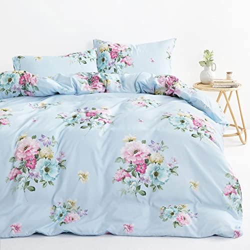 Wake In Cloud - Shabby Chic Comforter Set Queen 3 Pieces Blue