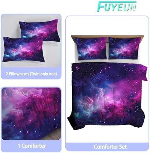 FUYEEN Galaxy Comforter Set Queen Size Purple Space