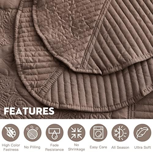 HZ HY Oversized King Bedspread Set Mocha