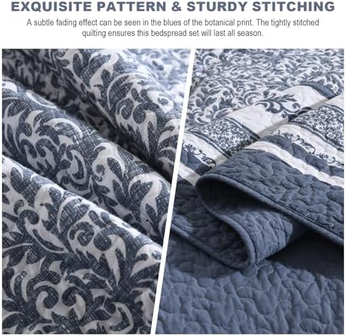 FineStichery Cotton King Bedspread Set 128x120 Blue White