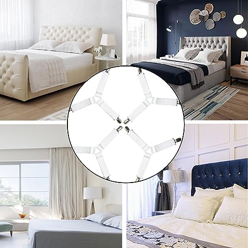 Saycker 4Pcs Sheet Straps with Metal Clips