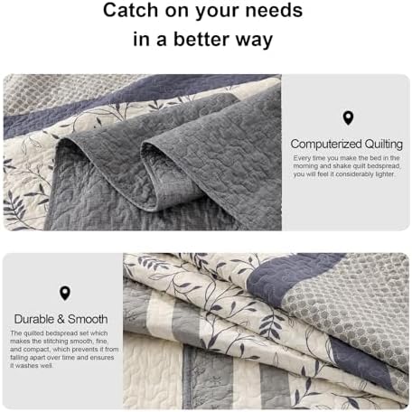 PANGUSHAN 128x120 Cotton Bedspread Set Gray