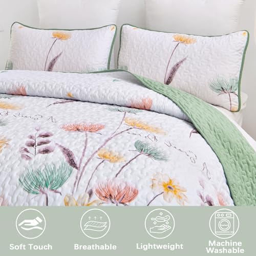 Dinjoy Floral King Size Quilt Set 3 Pieces