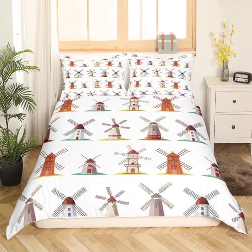 Erosebridal Wooden Windmill Duvet Cover Set