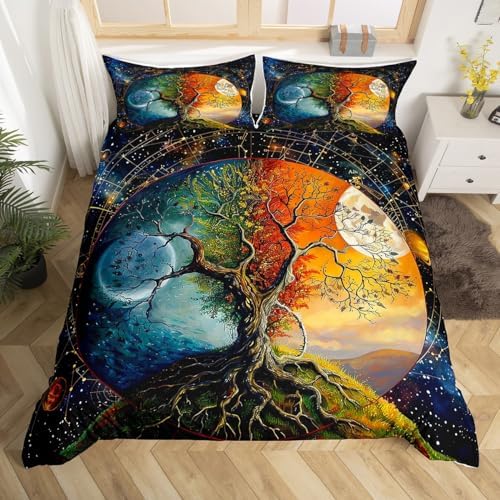 Feelyou Galaxy Tree of Life Queen Duvet Cover Set