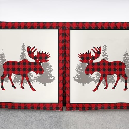 Feelyou Christmas Moose Bed Skirt King Size 15 Inch Drop