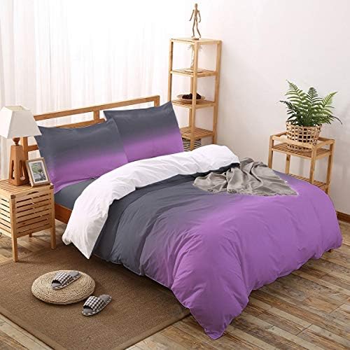 LooPoP 4PCS California King Duvet Set Purple Grey Ombre