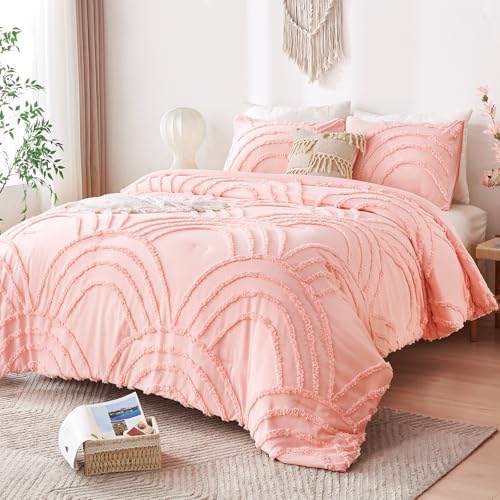 ENJOHOS Pink King Size Bedding Set with Rainbow Design