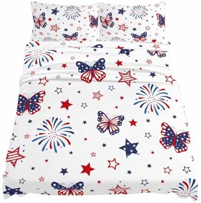 Boanket 4th of July 4 Piece Microfiber Full Sheet Set