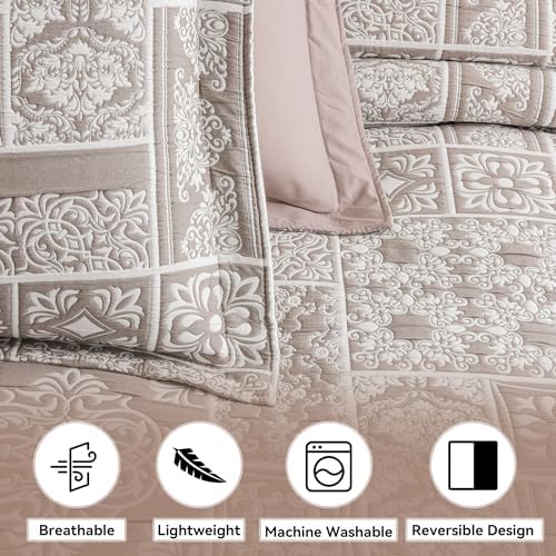 Asuexpect 3 Piece Patchwork Bedspread Set King Size
