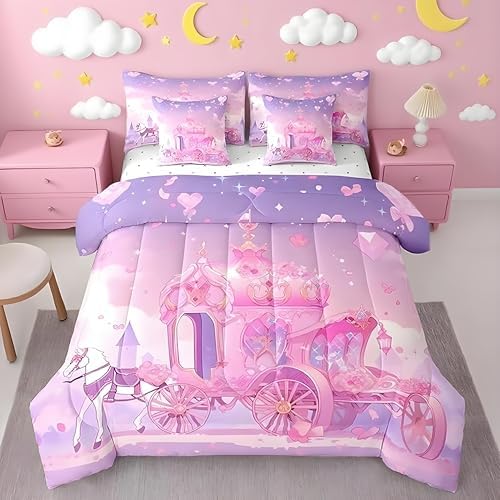 Feelyou Kids Princess Carriage Comforter Set 7 Piece